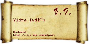 Vidra Iván névjegykártya